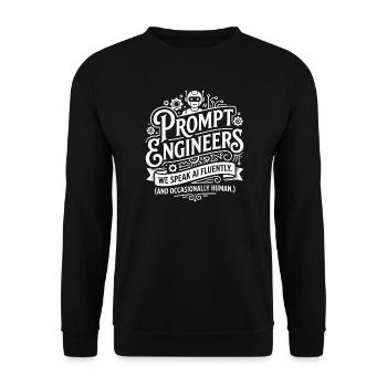 Prompt Engineers: Wir sprechen AI fließend - Unisex Pullover - Schwarz - Vorne - Alina (178cm) & Michal (187cm)