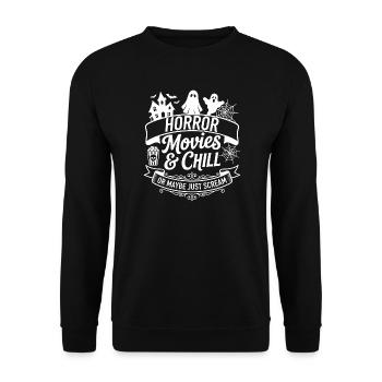 Films d’horreur & chill – Drôle d’Halloween - Sweat-shirt Unisexe - noir - Devant - Alina (178cm) & Michal (187cm)