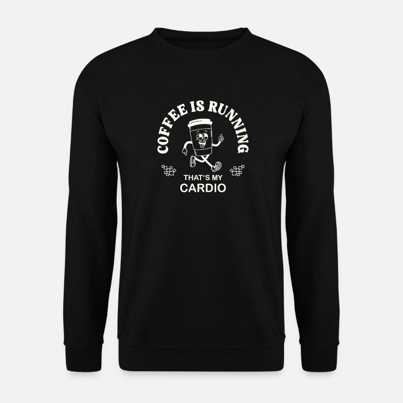 Coffee Is Running – Kaffeetrinker Spruch retro - Unisex Pullover - Schwarz