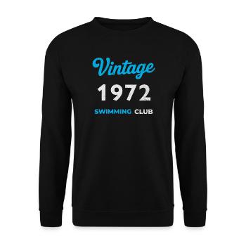 Vintage 1972 – Swimming Club Retro Geburtsjahr - Unisex Pullover - Schwarz - Vorne - Alina (178cm) & Michal (187cm)