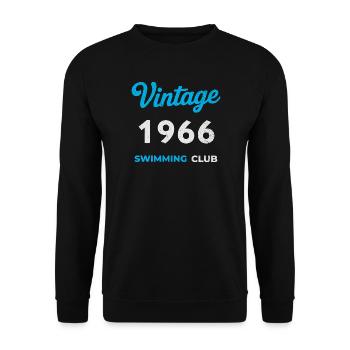 Vintage 1966 – Swimming Club Retro Geburtsjahr - Unisex Pullover - Schwarz - Vorne - Alina (178cm) & Michal (187cm)