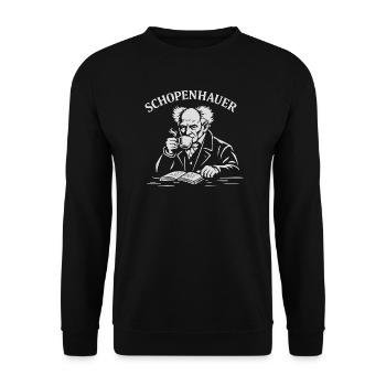 Arthur Schopenhauer boit du café - Sweat-shirt Unisexe - noir - Devant - Alina (178cm) & Michal (187cm)