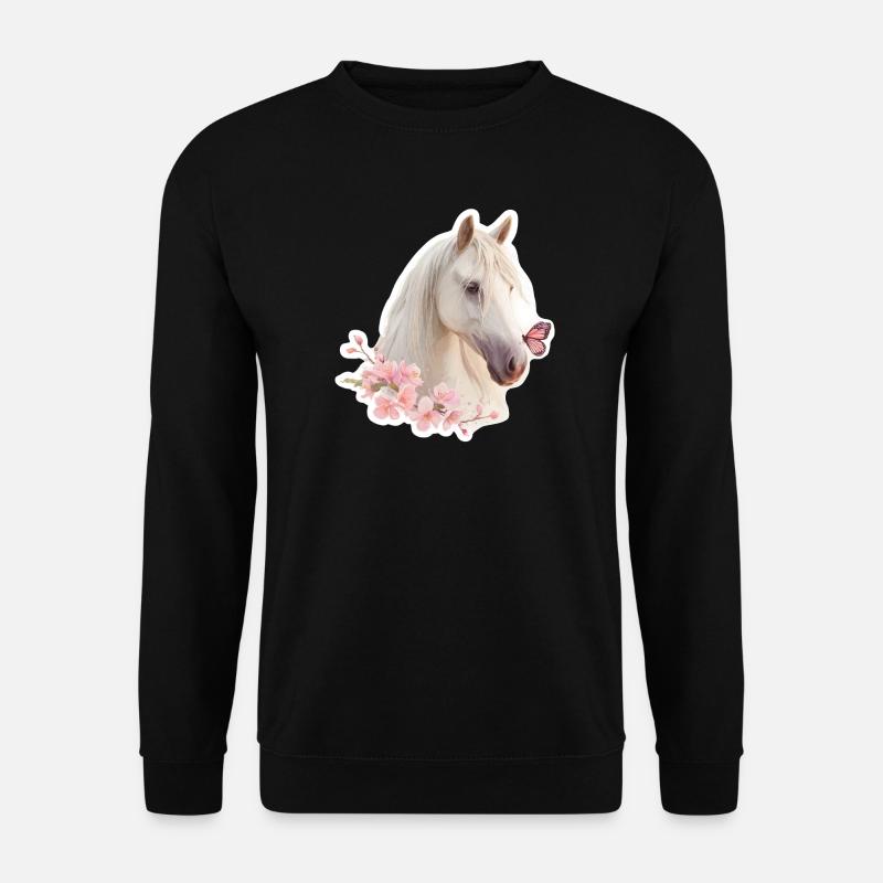 Cheval avec papillon - Sweat-shirt Unisexe - noir