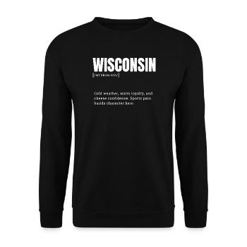 Wisconsin block font style - Unisex Sweatshirt - black - Front - Alina (178cm) & Michal (187cm)