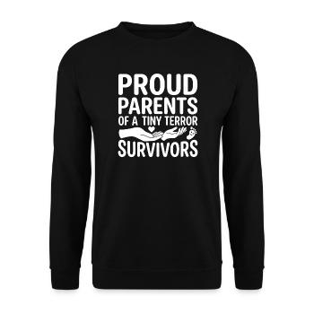 Proud Parents of a Tiny Terror - Unisex Sweatshirt - black - Front - Alina (178cm) & Michal (187cm)