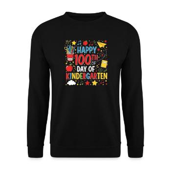 100 Days of Kindergarten Happy 100th Day of School - Unisex Sweatshirt - black - Front - Alina (178cm) & Michal (187cm)