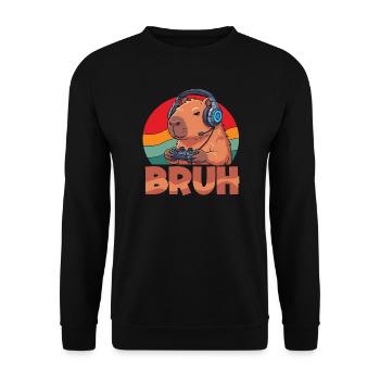 Retro Bruh Gaming Capybara Capybaras Cute - Unisex Sweatshirt - black - Front - Alina (178cm) & Michal (187cm)