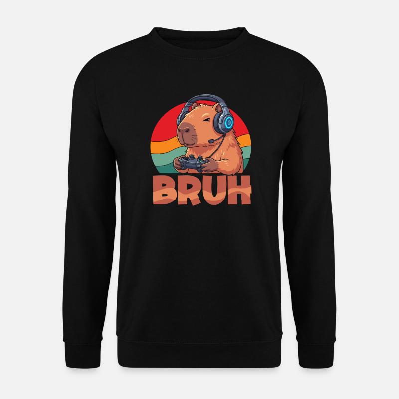 Capybaras Retro Bruh Gaming Mignons - Sweat-shirt Unisexe - noir