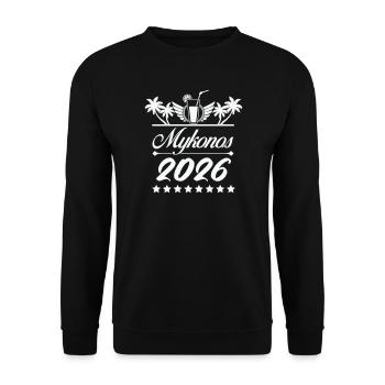 Mykonos 2026 Beach Logo - Unisex Sweatshirt - black - Front - Alina (178cm) & Michal (187cm)