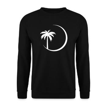 Palme im Kreis Silhouette - Unisex Pullover - Schwarz - Vorne - Alina (178cm) & Michal (187cm)