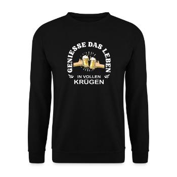 Profite de la vie pleine – dire la bière - Sweat-shirt Unisexe - noir - Devant - Alina (178cm) & Michal (187cm)