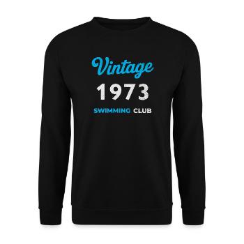 Vintage 1973 – Swimming Club Retro Geburtsjahr - Unisex Pullover - Schwarz - Vorne - Alina (178cm) & Michal (187cm)