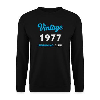 Vintage 1977 – Swimming Club Retro Geburtsjahr - Unisex Pullover - Schwarz - Vorne - Alina (178cm) & Michal (187cm)