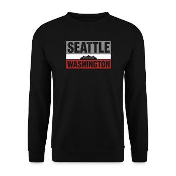 Seattle Washington Ferry Retro-Typografie-Souvenir - Unisex Pullover - Schwarz - Vorne - Alina (178cm) & Michal (187cm)