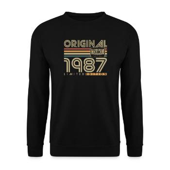 Cadeau rétro original d’anniversaire vintage de 1987 - Sweat-shirt Unisexe - noir - Devant - Alina (178cm) & Michal (187cm)