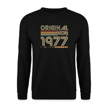 Cadeau d’anniversaire vintage original de 1977 - Sweat-shirt Unisexe - noir - Devant - Alina (178cm) & Michal (187cm)