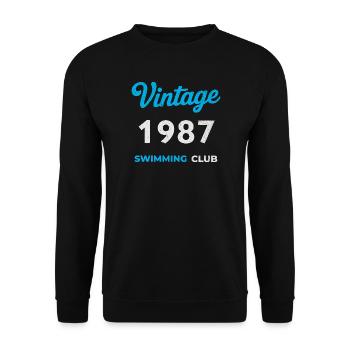 Vintage 1987 – Swimming Club Retro Geburtsjahr - Unisex Pullover - Schwarz - Vorne - Alina (178cm) & Michal (187cm)