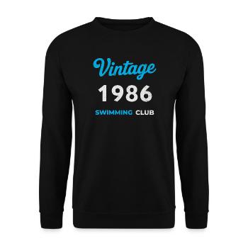Vintage 1986 – Swimming Club Retro Geburtsjahr - Unisex Pullover - Schwarz - Vorne - Alina (178cm) & Michal (187cm)