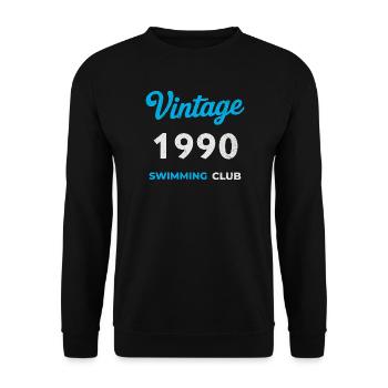 Vintage 1990 – Swimming Club Retro Geburtsjahr - Unisex Pullover - Schwarz - Vorne - Alina (178cm) & Michal (187cm)