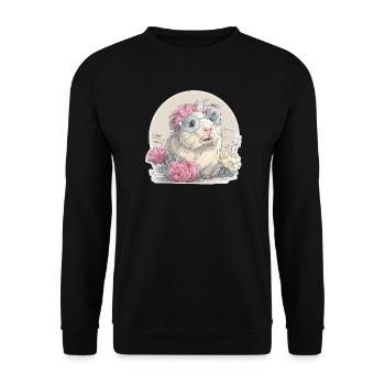 Guinea pig with flowers and glasses - Unisex Sweatshirt - black - Front - Alina (178cm) & Michal (187cm)