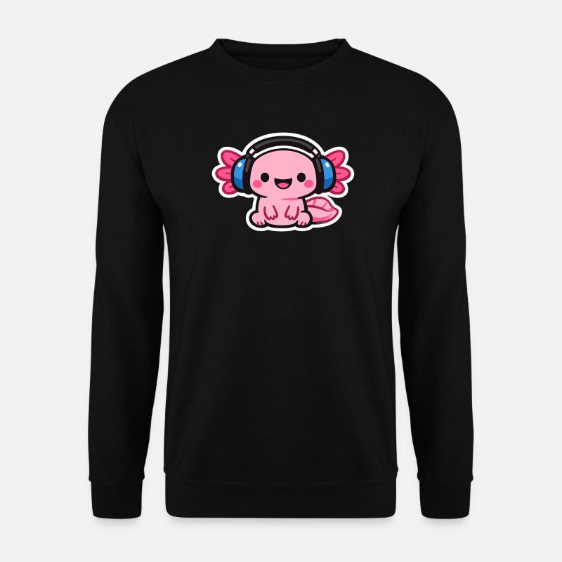 Kuscheliger Kopfhörer-Drache axolotl - Unisex Pullover - Schwarz
