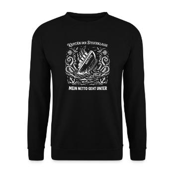Kapitän Der Steuerklasse - Unisex Pullover - Schwarz - Vorne - Alina (178cm) & Michal (187cm)