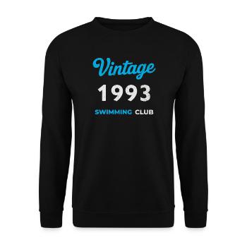Vintage 1993 – Swimming Club Retro Geburtsjahr - Unisex Pullover - Schwarz - Vorne - Alina (178cm) & Michal (187cm)