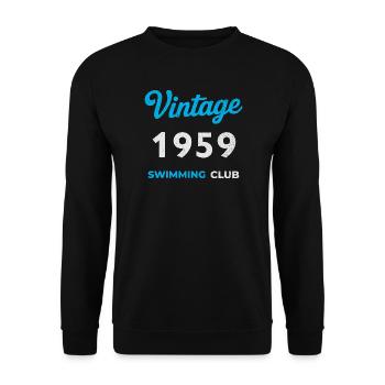 Vintage 1959 – Swimming Club Retro Geburtsjahr - Unisex Pullover - Schwarz - Vorne - Alina (178cm) & Michal (187cm)