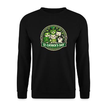 Saint-Catrick, chats mignons, chatons, trèfle irlandais - Sweat-shirt Unisexe - noir - Devant - Alina (178cm) & Michal (187cm)