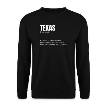 Typographie grand format du Texas Humour - Sweat-shirt Unisexe - noir - Devant - Alina (178cm) & Michal (187cm)