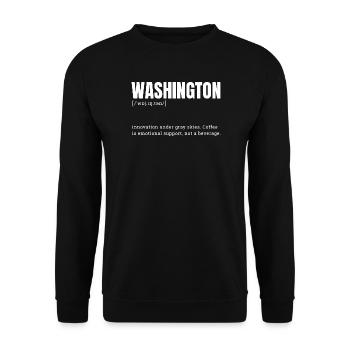 Washington Grunge Typo Print - Unisex Sweatshirt - black - Front - Alina (178cm) & Michal (187cm)