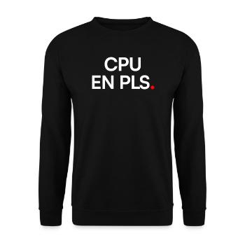 CPU-In, bitte Geek-Humor-Arbeit - Unisex Pullover - Schwarz - Vorne - Alina (178cm) & Michal (187cm)