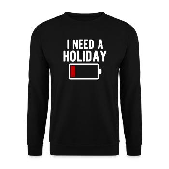 Ich brauche eine Urlaubs-Batterieentladungs-Diveretente - Unisex Pullover - Schwarz - Vorne - Alina (178cm) & Michal (187cm)