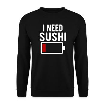 J’ai besoin d’une décharge de batterie spirituelle pour sushi - Sweat-shirt Unisexe - noir - Devant - Alina (178cm) & Michal (187cm)