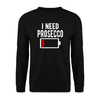 Ich brauche Prosecco Wine Funny Akkuentladung - Unisex Pullover - Schwarz - Vorne - Alina (178cm) & Michal (187cm)