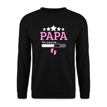 Announcement dad future birth humor - Unisex Sweatshirt - black - Front - Alina (178cm) & Michal (187cm)