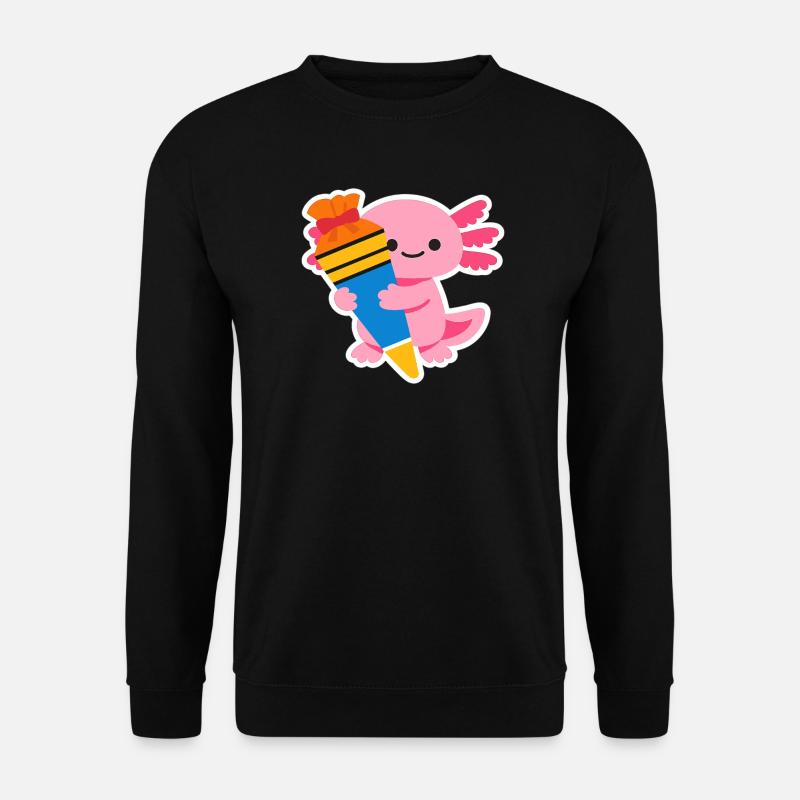 Pinkes Axolotl mit Geschenk-Pinsel - Unisex Pullover - Schwarz