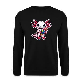 Axolotl with school cone for school enrollment - Unisex Sweatshirt - black - Front - Alina (178cm) & Michal (187cm)