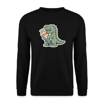 Dino Einschulung Personalisierbar Name Schule - Unisex Pullover - Schwarz - Vorne - Alina (178cm) & Michal (187cm)