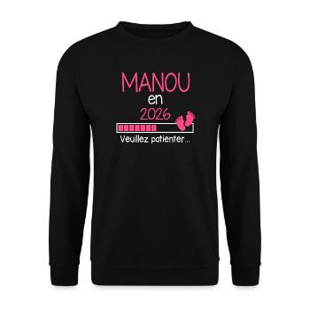 Manou in 2026 Gift Announcement Future Grandma - Unisex Sweatshirt - black - Front - Alina (178cm) & Michal (187cm)