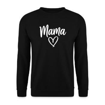 Mama Heart Script Logo - Unisex Pullover - Schwarz - Vorne - Alina (178cm) & Michal (187cm)