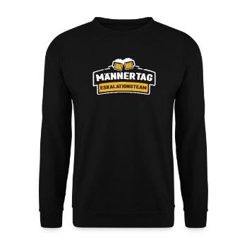 Männertag Eskalationsteam - Unisex Pullover - Schwarz - Vorne - Alina (178cm) & Michal (187cm)
