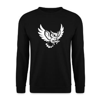 Owl in Approach – Powerful Motif - Unisex Sweatshirt - black - Front - Alina (178cm) & Michal (187cm)
