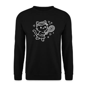 Joueur de tennis Kawaii Cat - Sweat-shirt Unisexe - noir - Devant - Alina (178cm) & Michal (187cm)