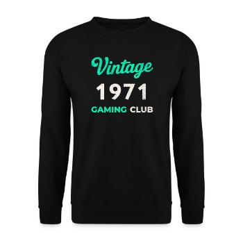 Vintage 1971 – Année de naissance rétro du Gaming Club - Sweat-shirt Unisexe - noir - Devant - Alina (178cm) & Michal (187cm)