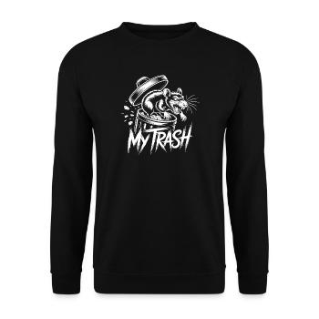 Aggressive rat in the trash can – My Trash Fun - Unisex Sweatshirt - black - Front - Alina (178cm) & Michal (187cm)