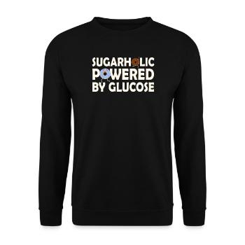 Sugarholic Powered by Glucose - Unisex Sweatshirt - black - Front - Alina (178cm) & Michal (187cm)