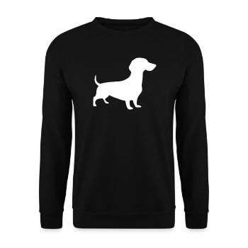 Dachshund Hunde Design Geschenk Dackelbesitzer - Unisex Pullover - Schwarz - Vorne - Alina (178cm) & Michal (187cm)