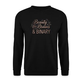 Beauty & Brains & Binary – Floral Tech Design - Unisex Pullover - Schwarz - Vorne - Alina (178cm) & Michal (187cm)