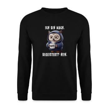 Sleepy Owl Hoodie NOPE Humor - Unisex Sweatshirt - black - Front - Alina (178cm) & Michal (187cm)